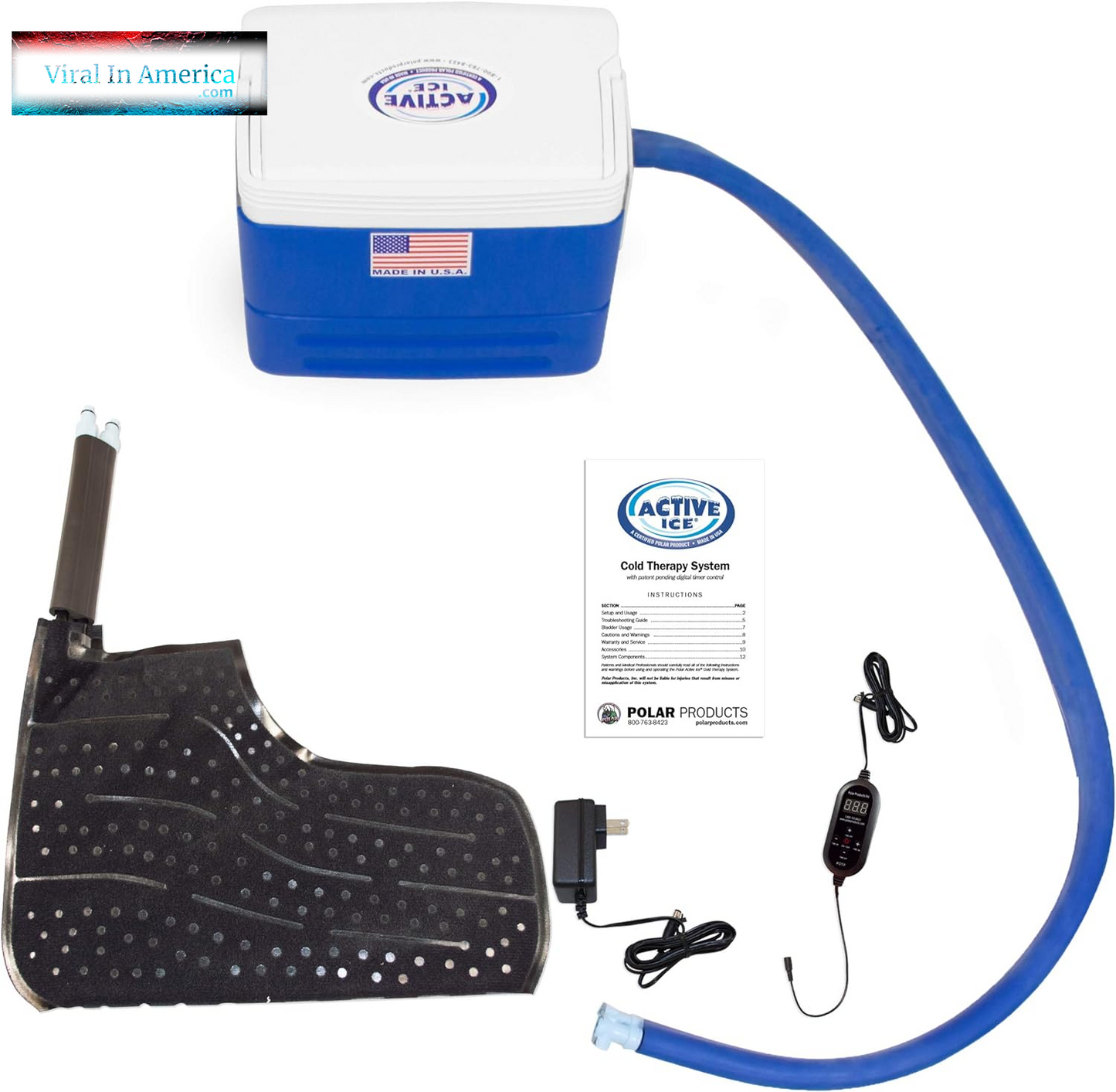 Polar Active Ice 3.0 | 9 QT Cold Therapy Ice Machine | Programmable Timer | Knee & Joint Pad | Cryotherapy Pain Relief System | Ace Bandage Style Compression