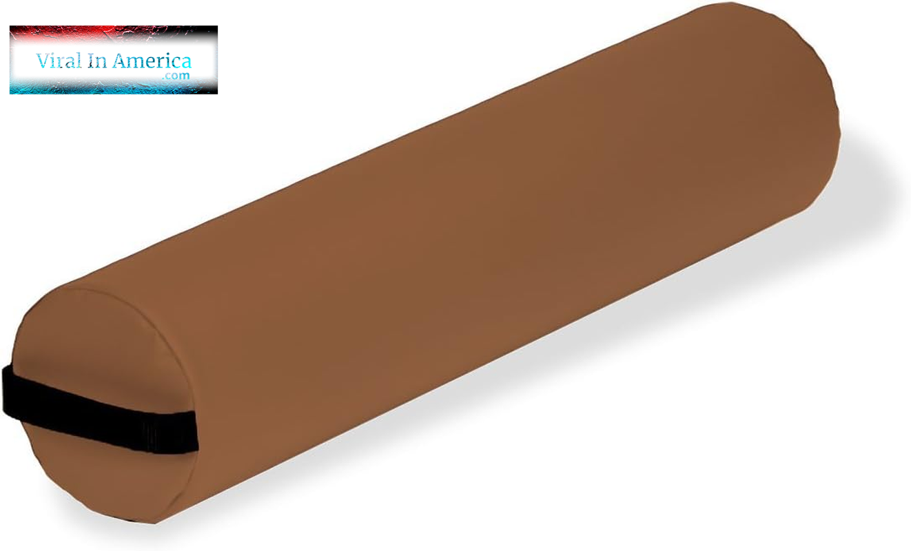 Earthlite Bolster Pillow Full round – Durable Massage Bolster, 100% PU Upholstery Incl. Strap Handle/Professional Quality for Massage Table/Back Pain Relief