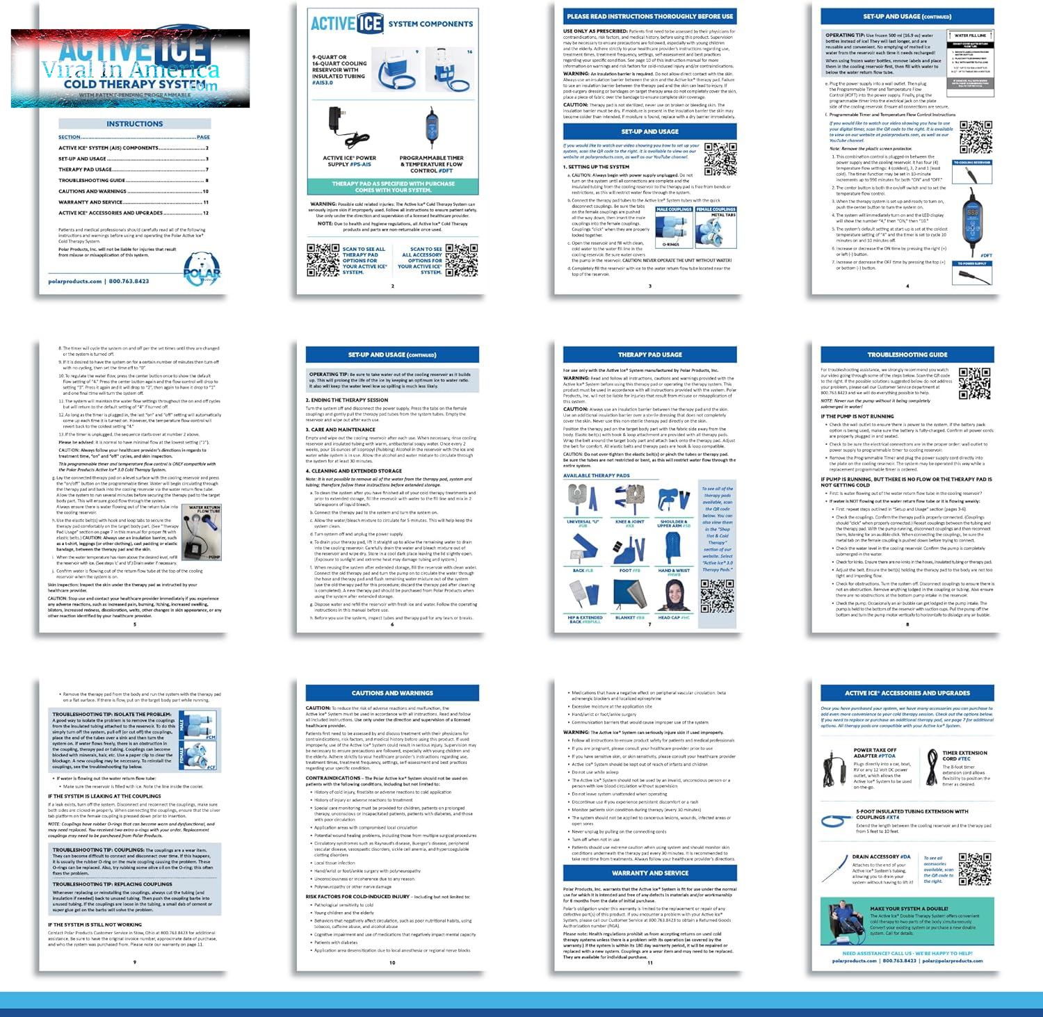 Polar Active Ice 3.0 | 9 QT Cold Therapy Ice Machine | Programmable Timer | Knee & Joint Pad | Cryotherapy Pain Relief System | Ace Bandage Style Compression