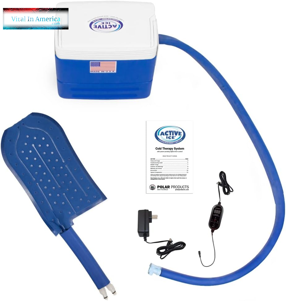 Polar Active Ice 3.0 | 9 QT Cold Therapy Ice Machine | Programmable Timer | Knee & Joint Pad | Cryotherapy Pain Relief System | Ace Bandage Style Compression