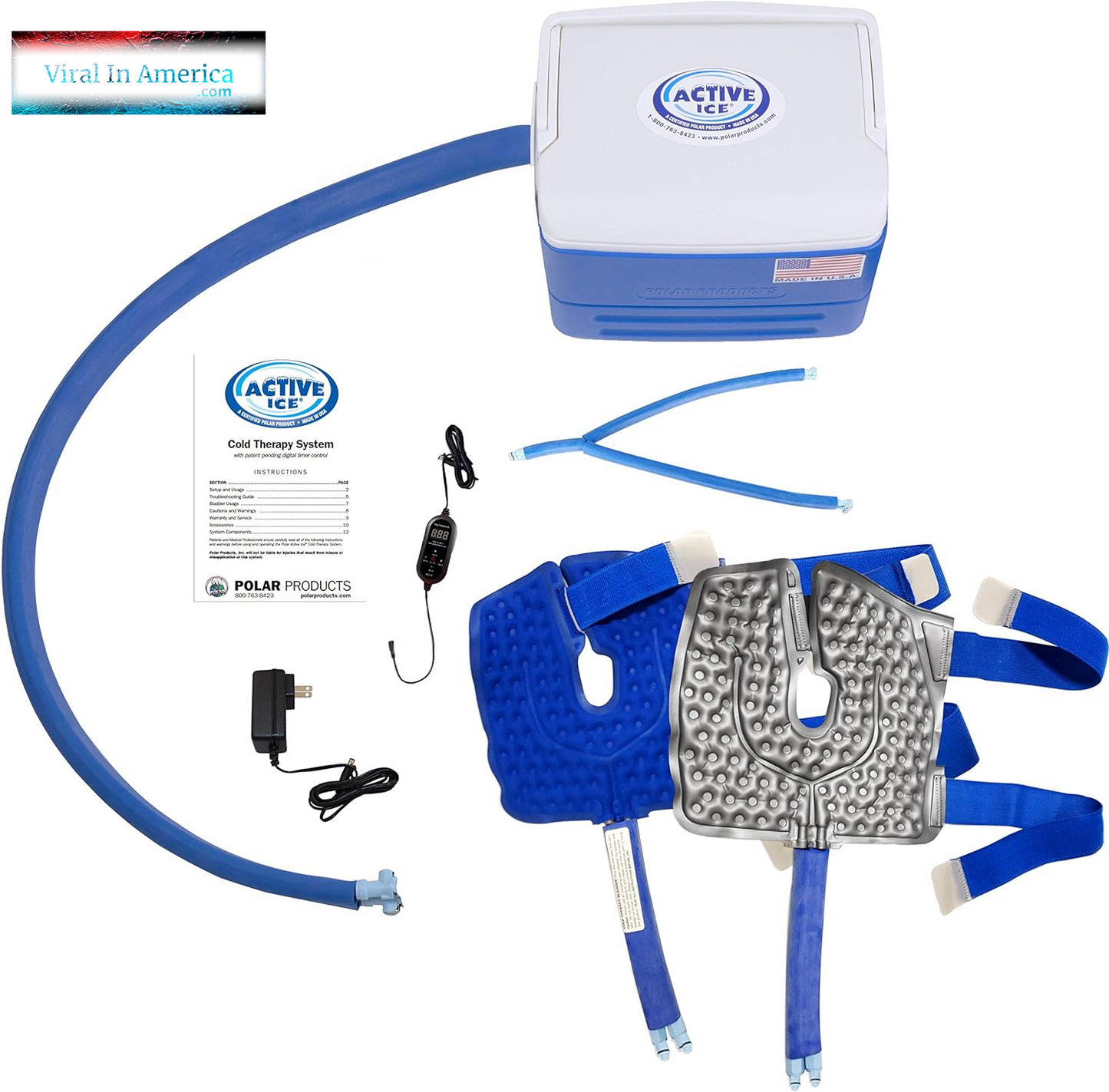 Polar Active Ice 3.0 | 9 QT Cold Therapy Ice Machine | Programmable Timer | Knee & Joint Pad | Cryotherapy Pain Relief System | Ace Bandage Style Compression