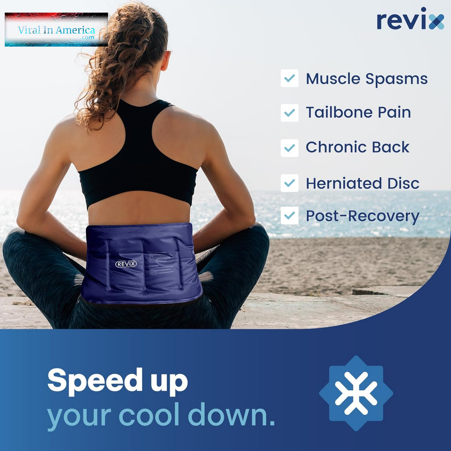 REVIX Ice Pack for Injuries Reusable Gel for Lower Back, Cold Packs for Back Shoulder, Elbow, Hip, Leg, Wrap around Entire Knee, Soft Cold Compress,16 × 9" Navy