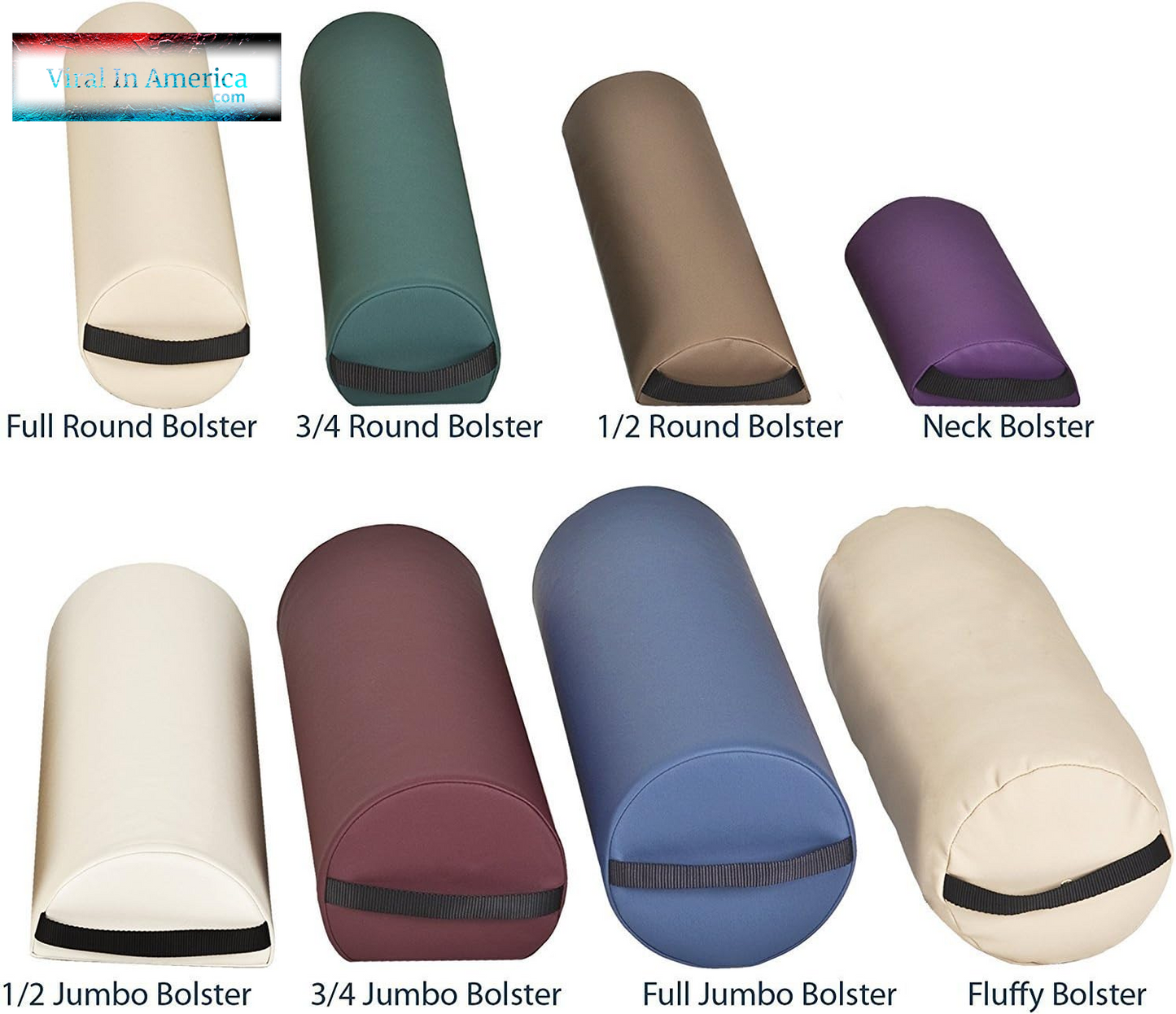 Earthlite Bolster Pillow Full round – Durable Massage Bolster, 100% PU Upholstery Incl. Strap Handle/Professional Quality for Massage Table/Back Pain Relief