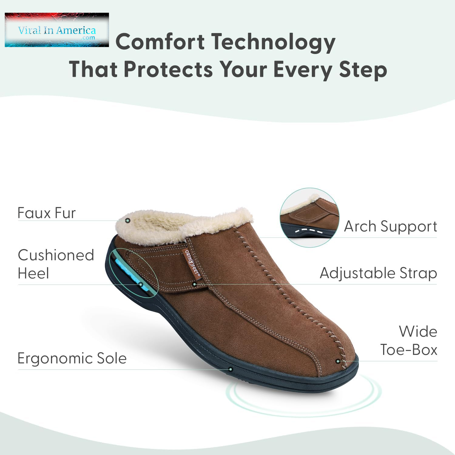 Orthofeet Men'S Orthopedic Clog Slipper with Arch Support Asheville