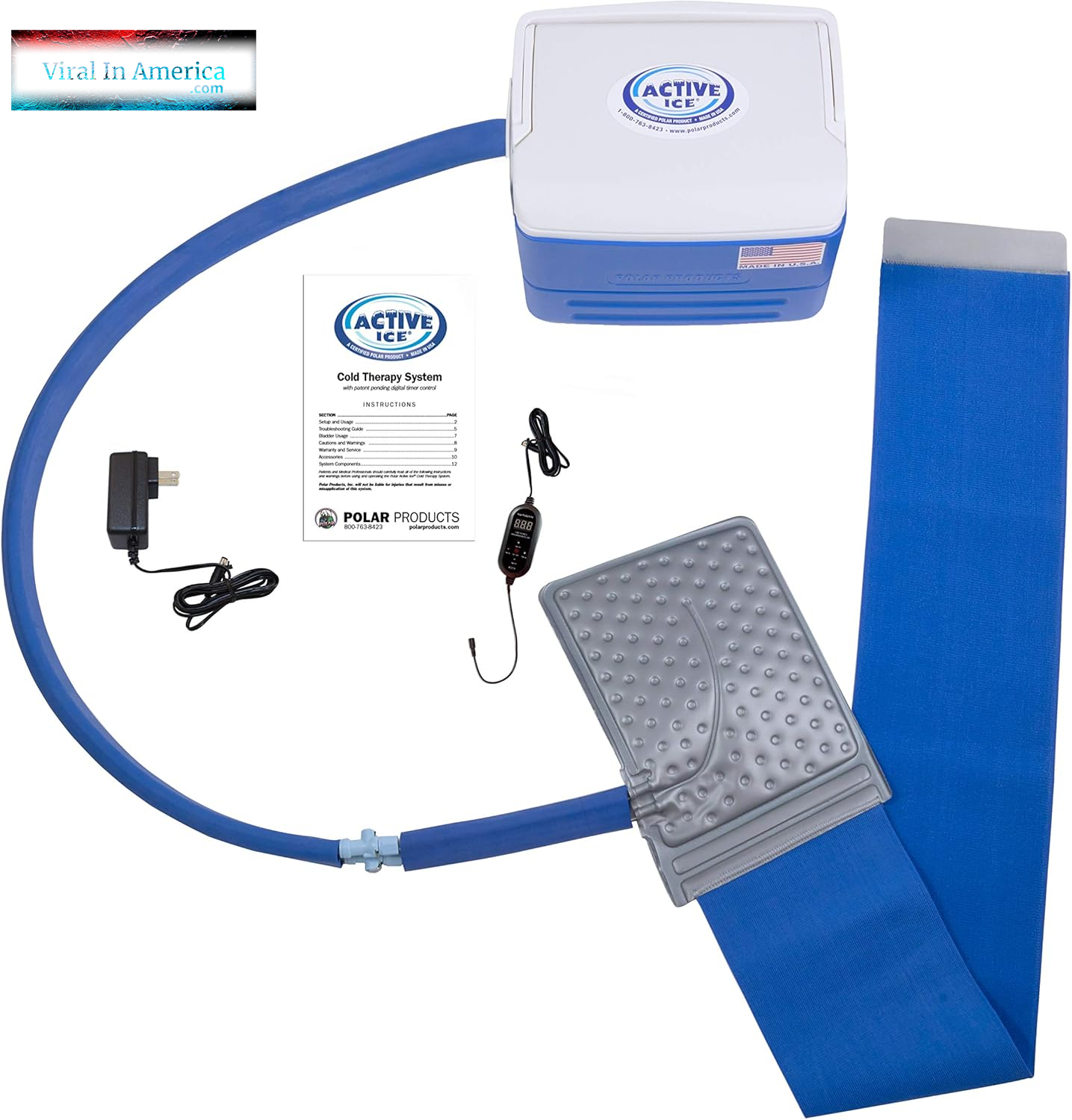 Polar Active Ice 3.0 | 9 QT Cold Therapy Ice Machine | Programmable Timer | Knee & Joint Pad | Cryotherapy Pain Relief System | Ace Bandage Style Compression