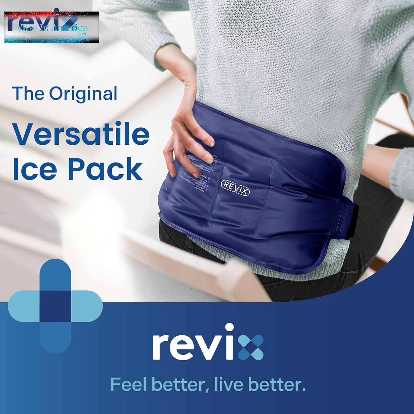 REVIX Ice Pack for Injuries Reusable Gel for Lower Back, Cold Packs for Back Shoulder, Elbow, Hip, Leg, Wrap around Entire Knee, Soft Cold Compress,16 × 9" Navy